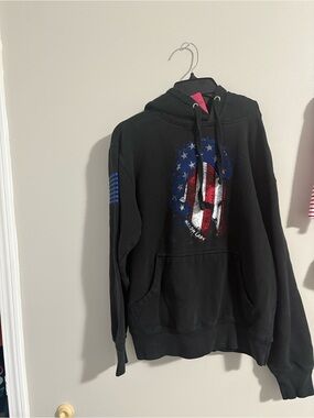 We The Free Black Pullover Hoodie with Patriotic Graphic